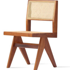 Wooden Square Dining Table and Dining Chair Rattan Seater Natural Color