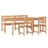 Outdoor Dining Table Set with Chair and Bench Natural Color