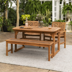Wooden Natural Color Dining Table Set Chair with Bench