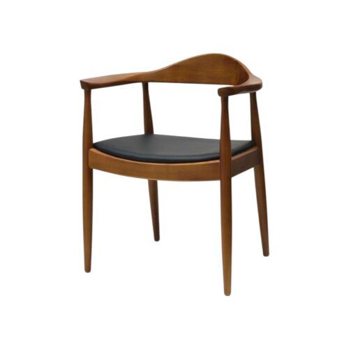 Solid Teak Wood Scandinavian Dining Chair Darker Color with Thick Cushion