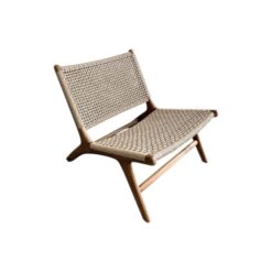 Synthetic Rattan Woven Lounge Chair Made of Natural Colored Teak Wood