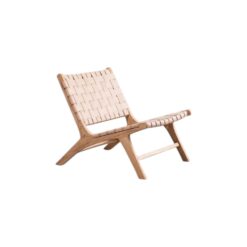 White Woven Lounge Chair Natural Color Frame
