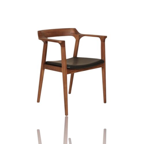 Aesthetic Cafe Chair with Thin Cushion Dark Natural Finish