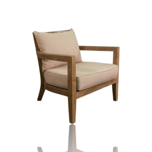 Lounge Chair Natural Color with Thick Cushion Cream Color