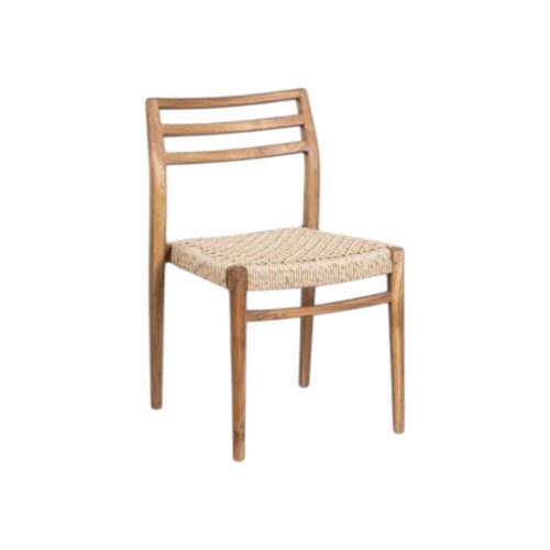 Natural Color Dining Chair Frame with White Woven Rope