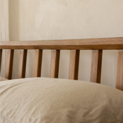 Modern Solid Wood Bed Frame with Spindle Headboard Minimalist and Durable Bedroom Furniture