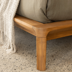 Modern Solid Wood Bed Frame with Spindle Headboard Minimalist and Durable Bedroom Furniture