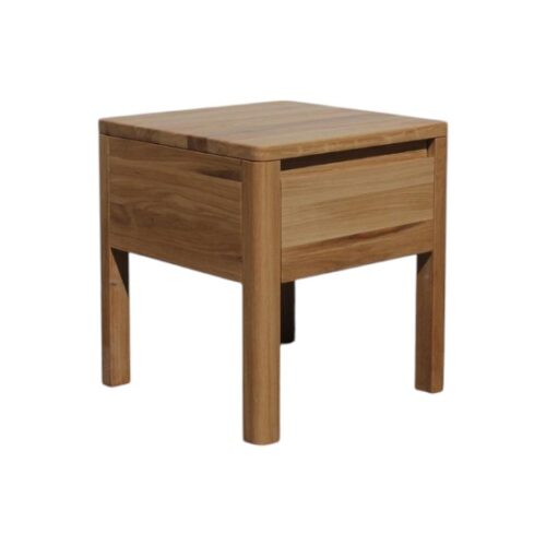 Solid Teak Wood Side Table with Storage Drawer