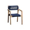 Wooden Armchair Natural Color Frame and Blue Rope Woven