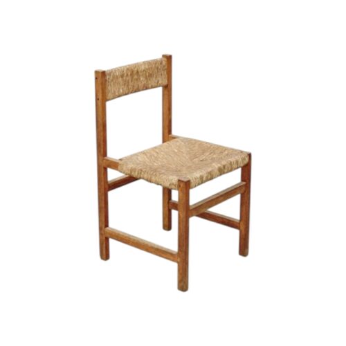 Vintage Dining Chair Natural Color Frame Woven Rope