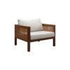 Wooden Lounge Chair with Rattan Side Panel and Cushions