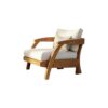 Solid Wood Lounge Chair with Curved Armrests and Soft Cushions