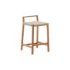 Wooden Bar Stool with Woven Rattan Seat and Low Backrest