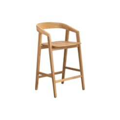 Solid Wood Bar Stool with Curved Backrest and Footrest