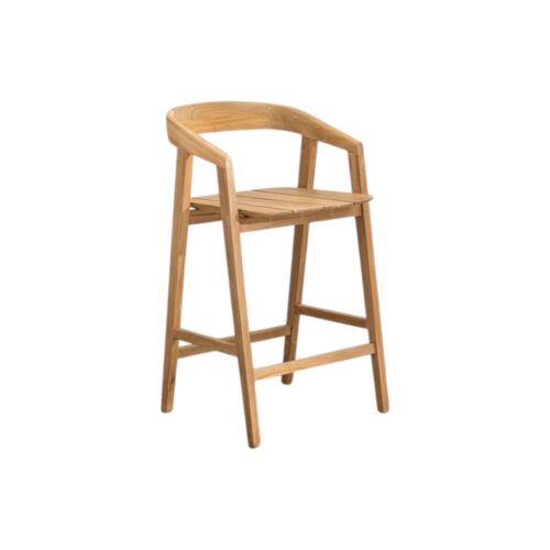Solid Wood Bar Stool with Curved Backrest and Footrest