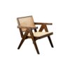Teak Wood Lounge Chair with Woven Cane Backrest and Seat
