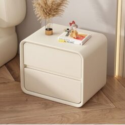 Minimalist Cream Nightstand with Rounded Corners