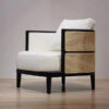 Modern Rattan Lounge Chair with Black Wooden Frame