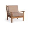 Comfortable Teak Wood Armchair with Brown Cushions Comfortable Teak Wood Armchair with Brown Cushions