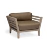 Teak Wood Lounge Chair With Slatted Back And Wide Armrest Teak Wood Lounge Chair With Slatted Back And Wide Armrest