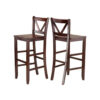 Solid Teak Wood Bar Stool with Cross Back Design and Dark Brown Finish Solid Teak Wood Bar Stool with Cross Back Design and Dark Brown Finish