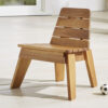 Durable Teak Low Chair with Modern Slatted Back for Outdoor Use