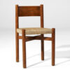 Teak Wood Chair with Handwoven Natural Fiber Seat and Rustic Minimalist Design