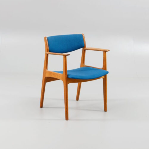 Scandinavian Teak Armchair with Blue Upholstery
