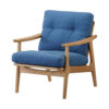 Teak Wood Lounge Chair with Blue Cushion Teak Wood Lounge Chair with Blue Cushion