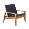 Teak Wood Lounge Chair with Navy Blue Cushions Teak Wood Lounge Chair with Navy Blue Cushions