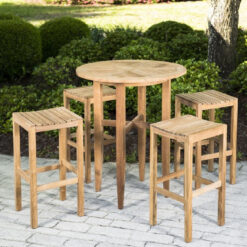 Teak Wood Outdoor Bar Table Set with Four Stools
