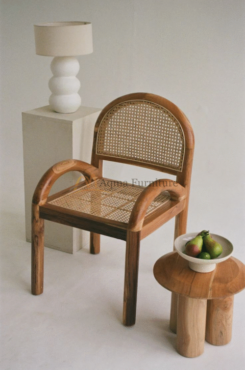 Solid Wood Rattan Chair Modern Classic Design