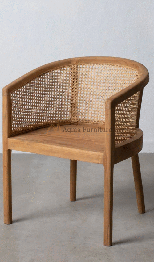 Solid Wood Rattan Armchair Modern Classic