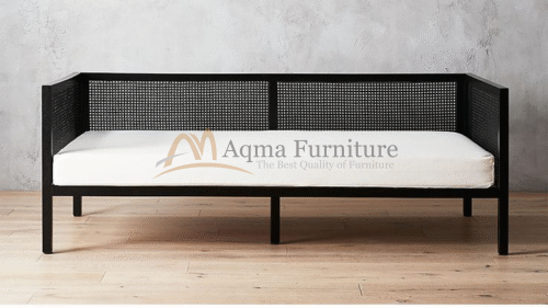 Modern Wooden Rattan Sofa Bench For Living Room And Café