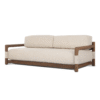 Modern Wooden Frame Sofa With Beige Upholstery And Comfortable Cushions