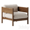 Modern Wooden Lounge Chair With Beige Cushions