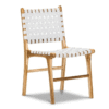 Solid Wood Dining Chair With White Strap Weaving