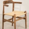Handmade Wooden Dining Chair With Rattan Seat