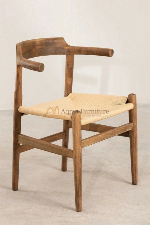 Handmade Wooden Dining Chair With Rattan Seat