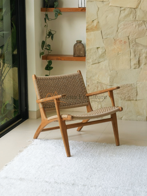 Handmade Wooden Rattan Lounge Chair