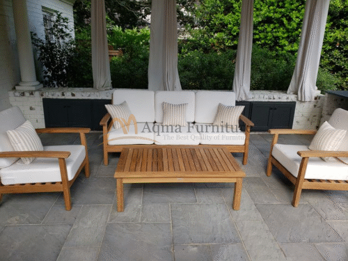 Outdoor Wooden Sofa Set With Coffee Table