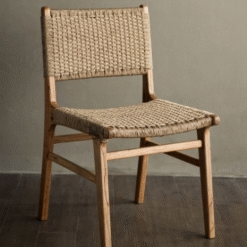 Handmade Woven Dining Chair With Solid Wood Frame