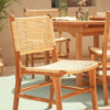 Handcrafted Wooden Dining Chair with Natural Woven Rattan
