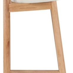 Minimal Wooden Bar Stool With Curved Backrest And Upholstered Seat