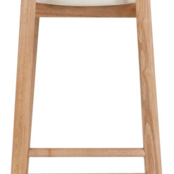 Minimal Wooden Bar Stool With Curved Backrest And Upholstered Seat