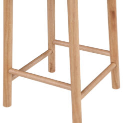 Minimal Wooden Bar Stool With Curved Backrest And Upholstered Seat