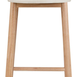 Minimal Wooden Bar Stool With Curved Backrest And Upholstered Seat