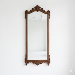mirror carved dark brown wood walnut