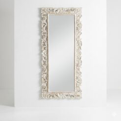 mirror wall carved solid mahogany wood with whitewashed